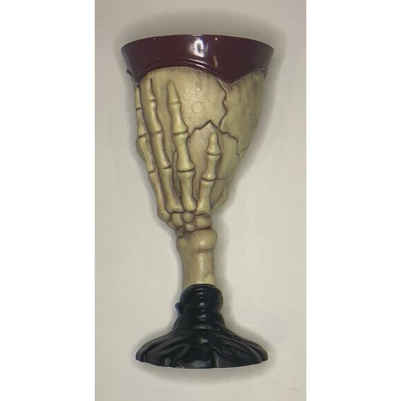 Skull Skeleton Wine Glass Goblet Cup With Skeleton Hand Plastic Halloween Prop - Picture 2 of 4